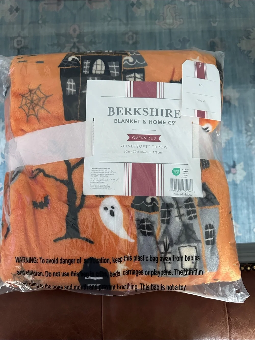 Berkshire Haunted House Oversized Velvet soft Throw Blanket 60”x 70” Halloween